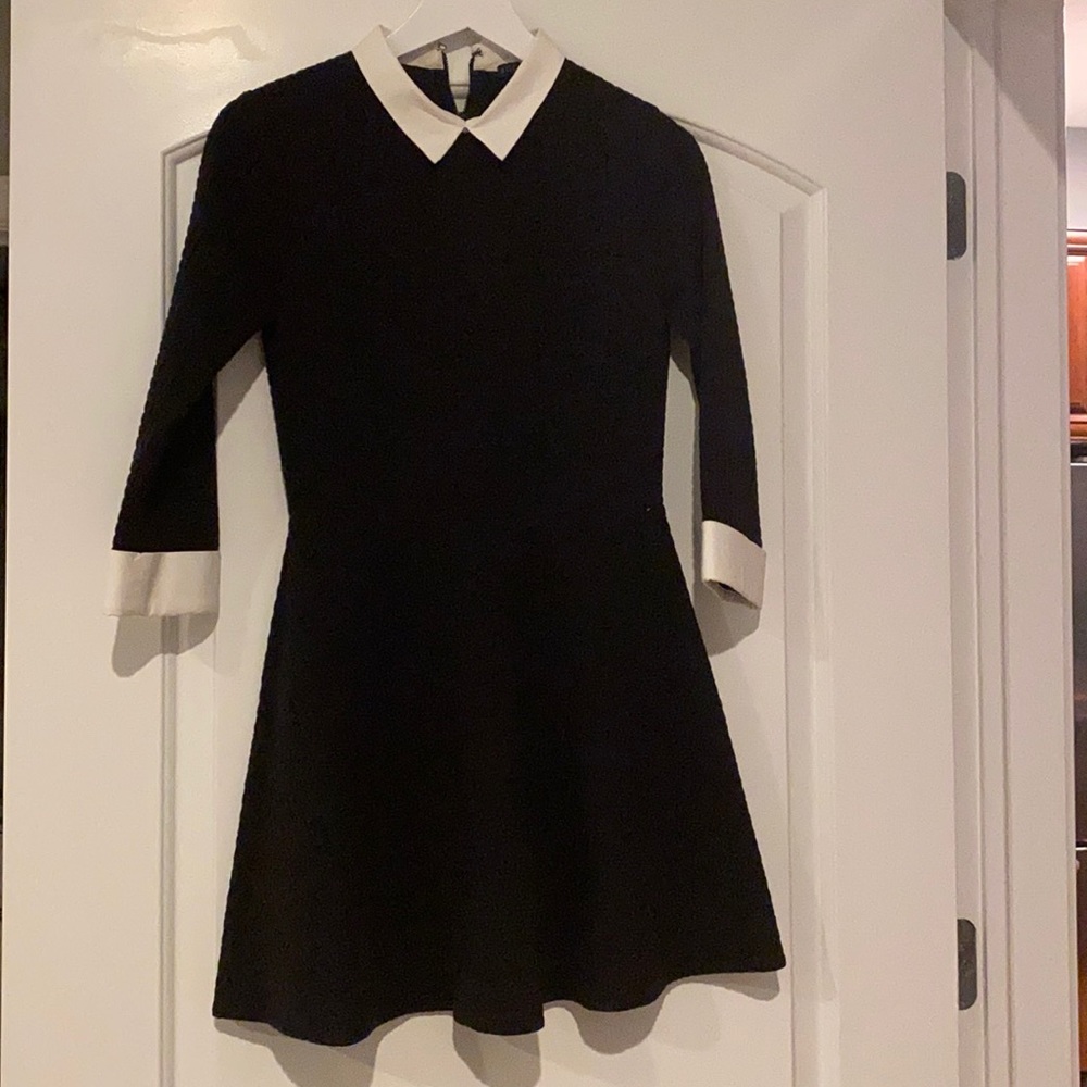 Alice + Olivia Black Collared Stitch Dress
